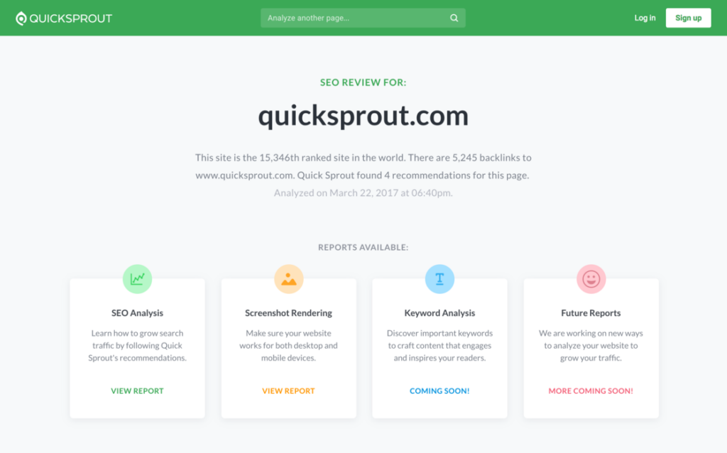 Quicksprout website analyzer