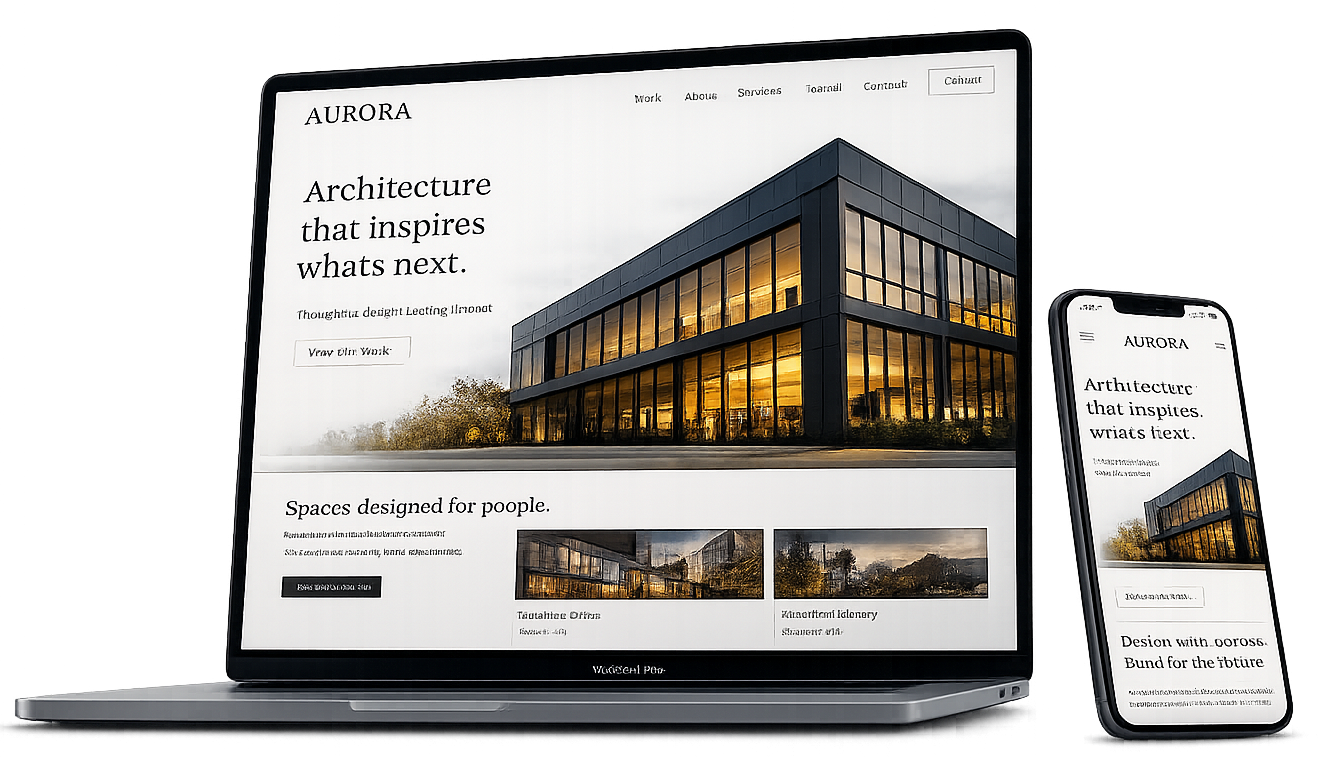 Modern website design for architectural firm by Symphysis Marketing Solutions in Bellevue, Seattle, and Puyallup, WA