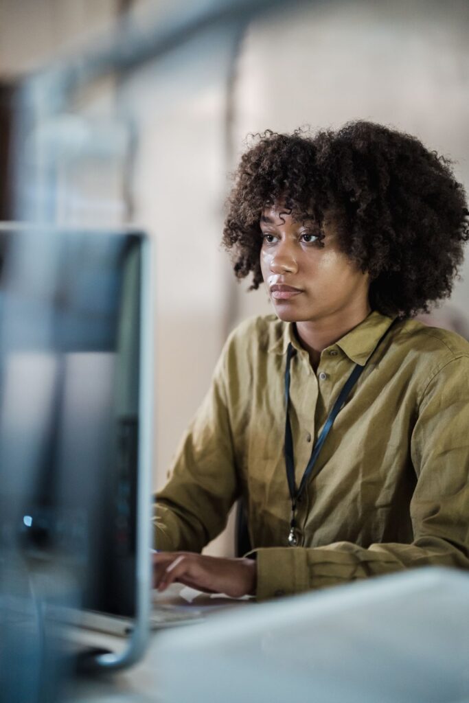 Web developer on a computer for Symphysis Marketing Solutions in Seattle, Bellevue,and Puyallup, WA