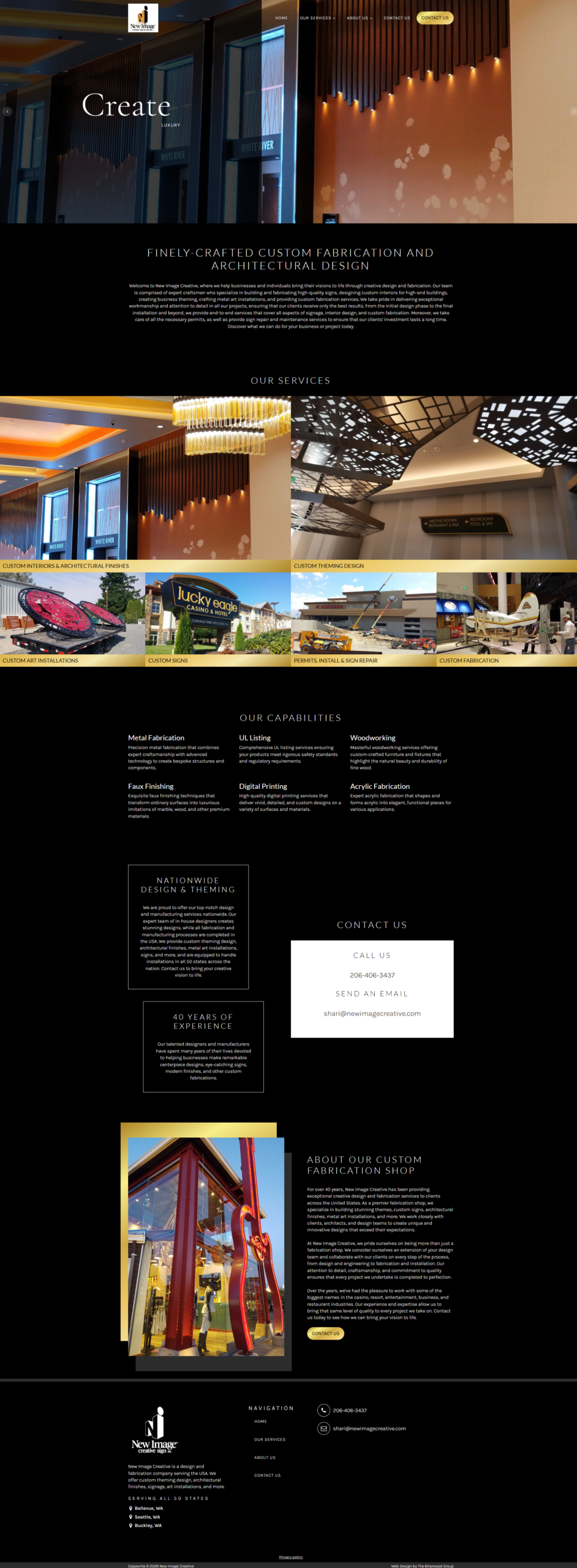 newimagecreative.com screenshot of updated website design after website redesign by Symphysis Marketing Solutions web developers and designers in Puyalllup, Seattle, and Bellevue, WA
