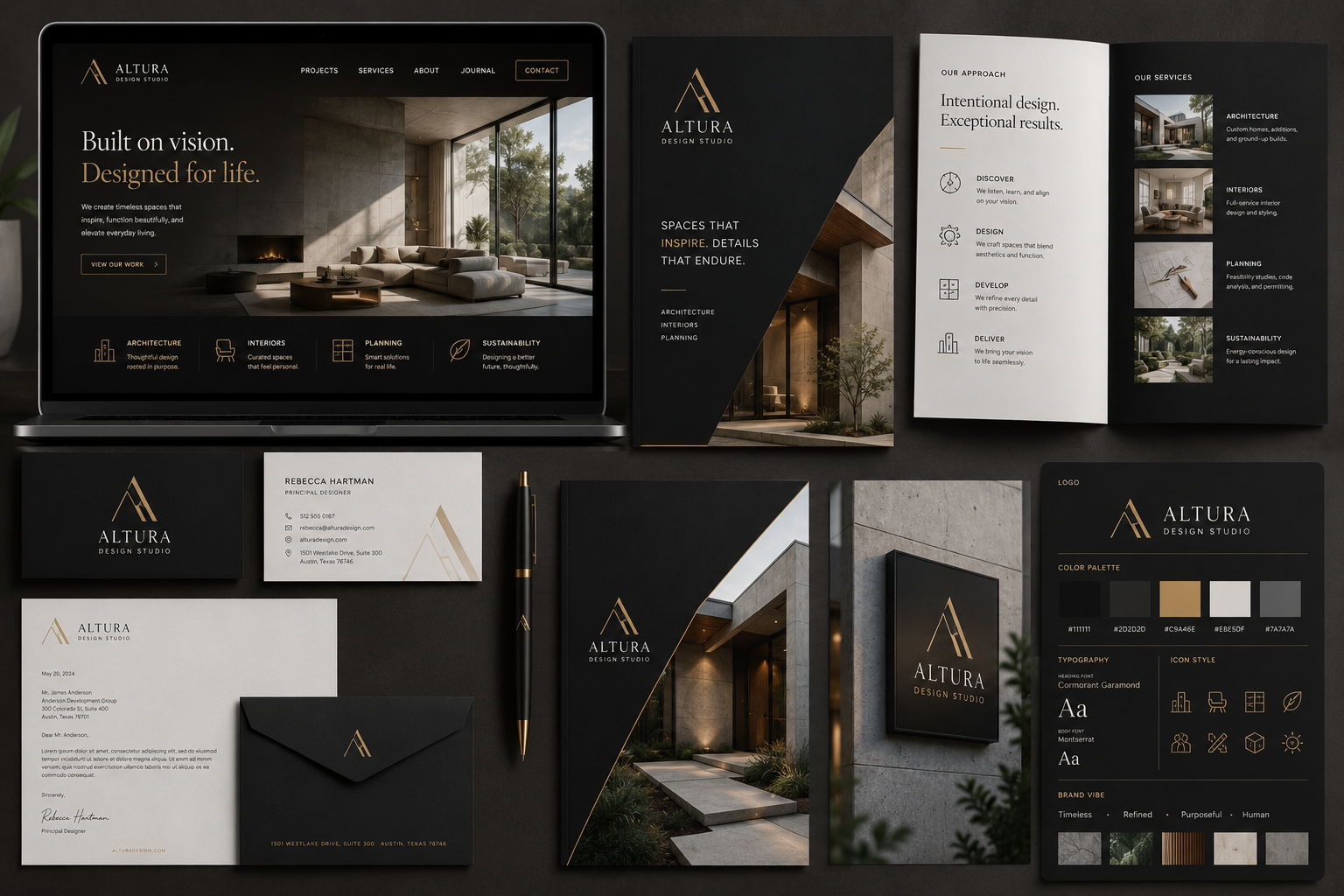 Branding package with logo, website, and marketing materials for fictional company by Symphysis Marketing Solutions in Bellevue, Seattle, and Puyallup, WA