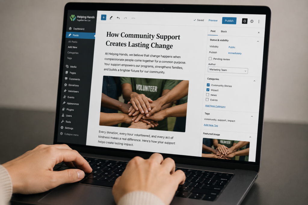 Writing blog article content for a non-profit by content writer for Symphysis Marketing Solutions in Seattle, Bellevue, and Puyallup, WA